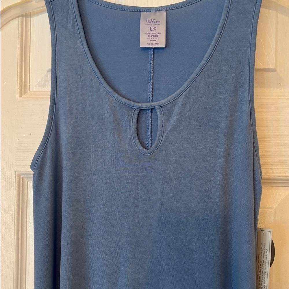 Tank sleep womens new size S 4-6 Secret Treasures sleeveless blue